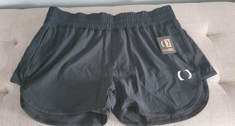 RVCA Womens Rise Athletic Shorts Large Black Running Gym Lightweight NWT